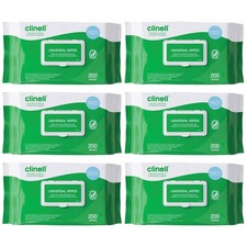 Clinell Universal Antibacterial Wipes Bulk Buy 6x 200 Pack