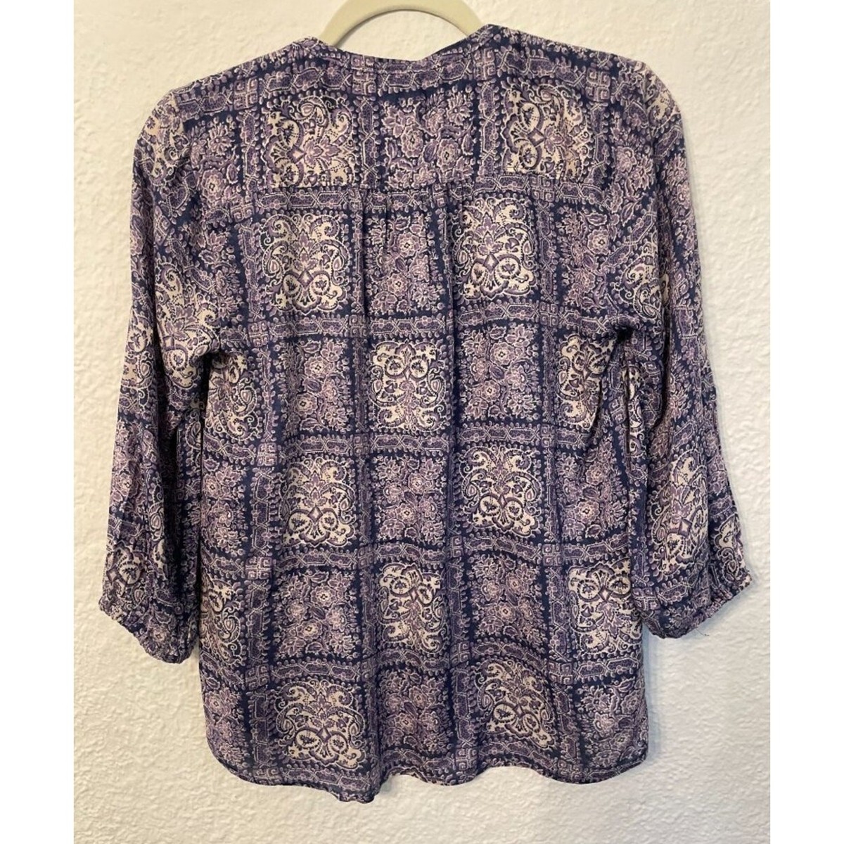 Akemi + Kin Anthro Coconino Purple Patchwork Blouse, XSP, Boho, Cottage, Hippie View 4