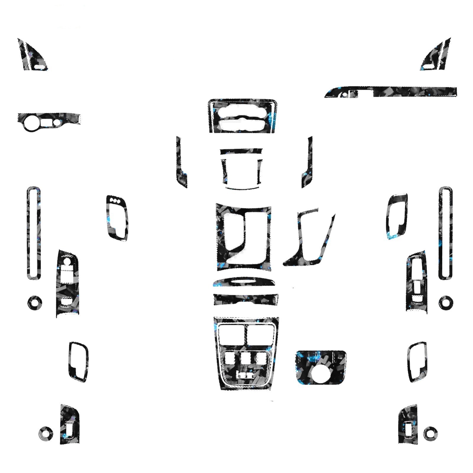 44Pcs Blue Forged Carbon Fiber Kits Full Interior Trim For Dodge Charger 15-22