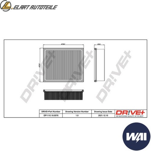 FILTRO ARIA DP1110.10.0076 PER RENAULT VEL/SATIS LAGUNA/II/Grandtour CLIO 2.2L