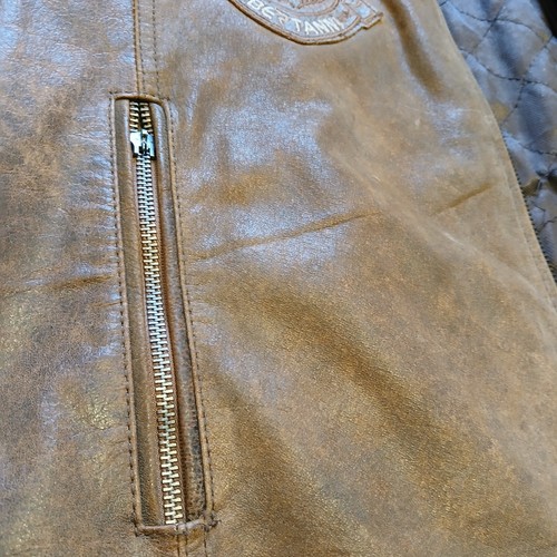 Leather Jacket Men's Size 2XL Biker Motorcycle Vintage Distressed Brown Bomber - Picture 12 of 13