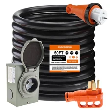 Finderomend 50 ft 50 Amp Generator Cord and Power Inlet Box Combo Kit