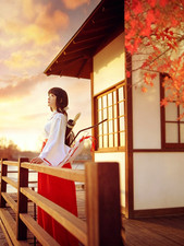 Japanese Miko Anime Cosplay Costume Shrine Maiden Kimono Red White Outfit