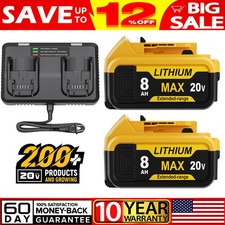 2PCS/1PCS For DeWalt 20V Max 8000mAH DCB200 DCB204 DCB205 Li-ion Battery/Charger