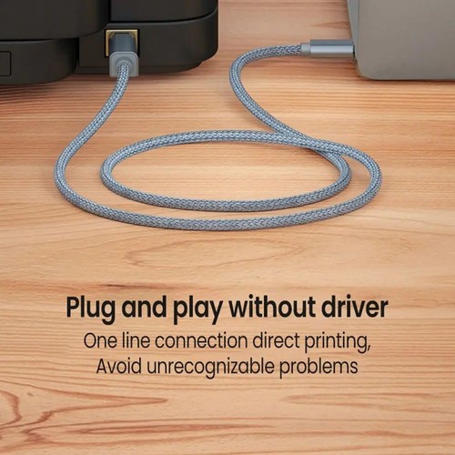 USB-C to USB-B 2.0 Printer Cable Nylon Braided High Speed for Epson HP Brother - Picture 9 of 11