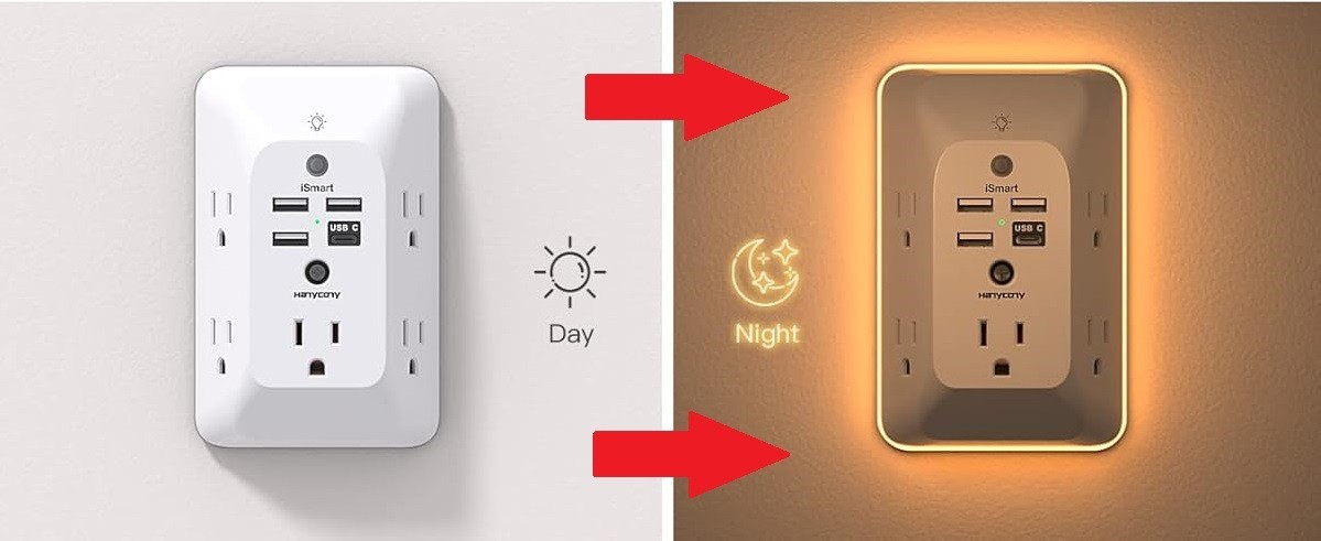 Outlet Extender with Night Light, Multi Plug Outlet, USB Wall Charger Surge Prot