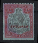 Bermuda 1924 2/6d ovpt Specimen in red, slight colour bleed, fine unused sg89