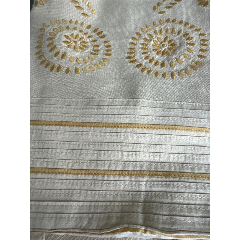 Donna Karen embroidered duvet cover set queen size new gold floral MSRP $375 - Image 3 of 4