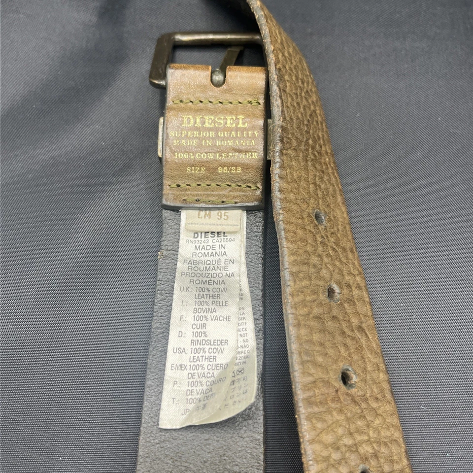 Cinturón de cuero marrón Diesel de colección para hombre hecho en Rumania cuero de vaca de calidad superior Foto 3 de 4