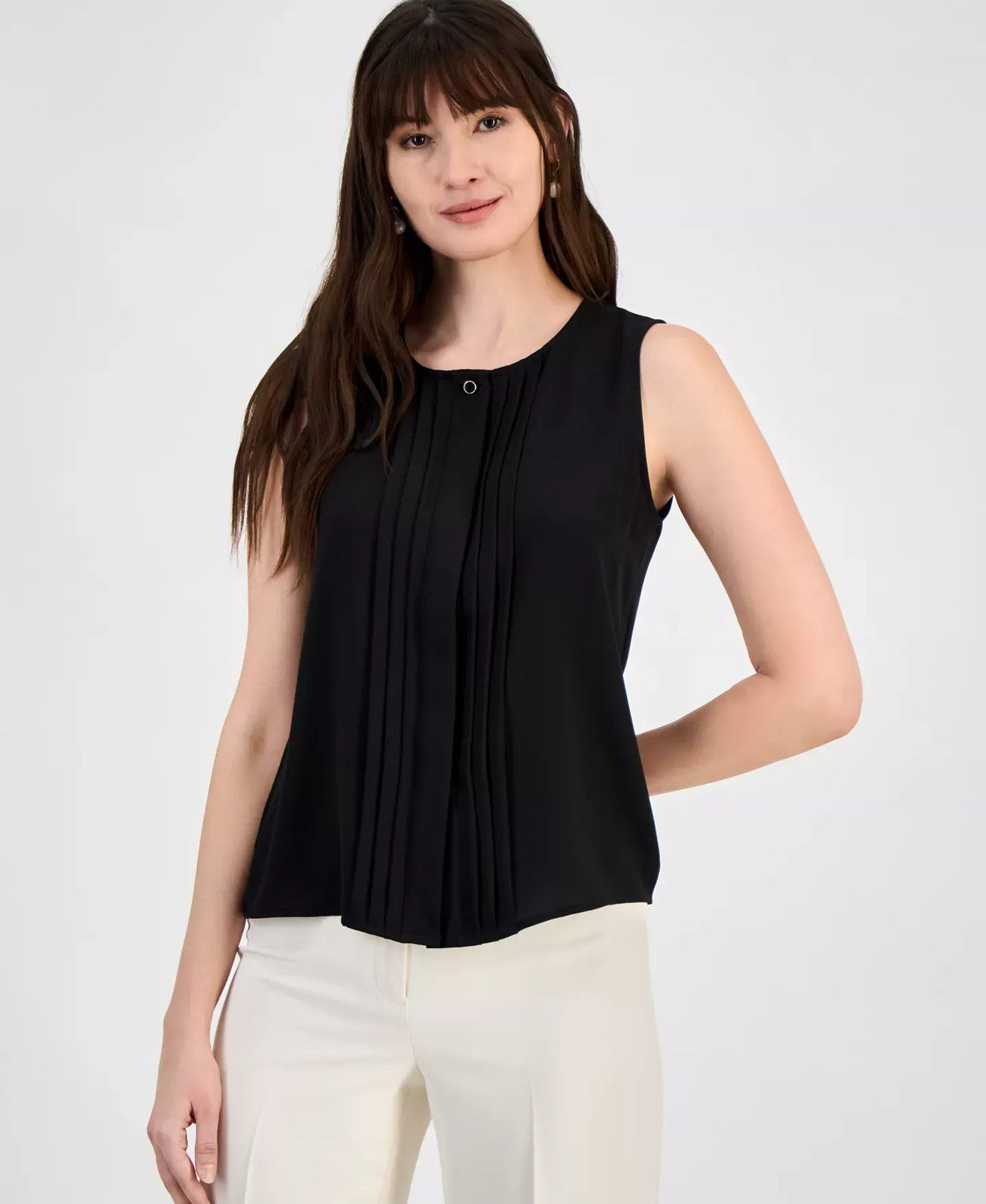 Anne Klein Women's Top Sz M Pintucked