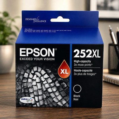 Epson 252XL Black Ink Cartridge High Capacity Genuine OEM SEALED Exp 07/2024