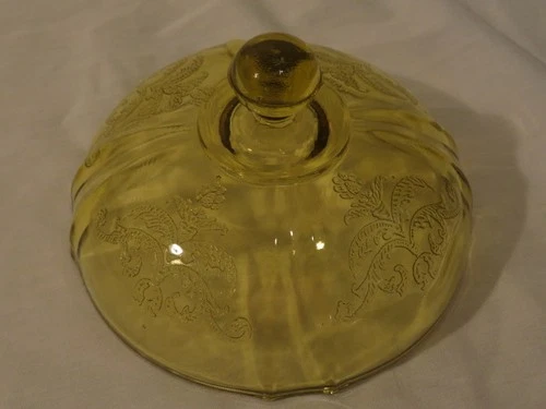 Vintage Amber Depression Glass Madrid Butter Dish Lid Excellent