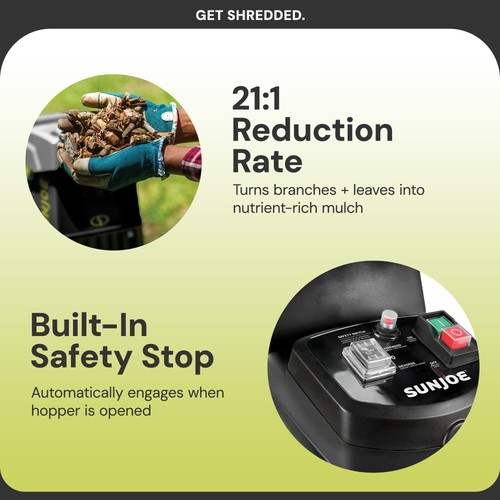 Sun Joe 1.7" Cutting Diameter Electric Silent Wood Chipper/Shredder (Open Box) - Picture 4 of 11