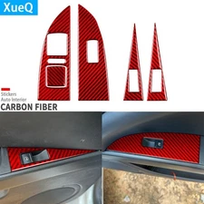 Red Carbon Fiber Interior Window Lift Switch Panel Trim For Seat Leon MK2 05-12