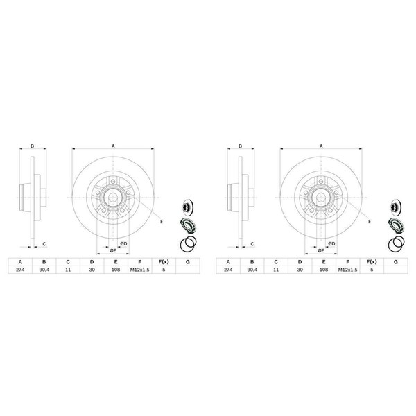 2X Bosch Bremsscheiben Ø274Mm Hinten Passend FüR Renault Kangoo | 0 986 479 F30-image