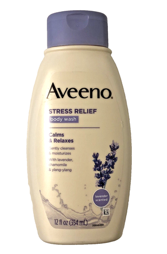 Aveeno Stress Relief Body Wash w/Lavender Chamomile Ylang-Ylang 12 oz Purple Cap