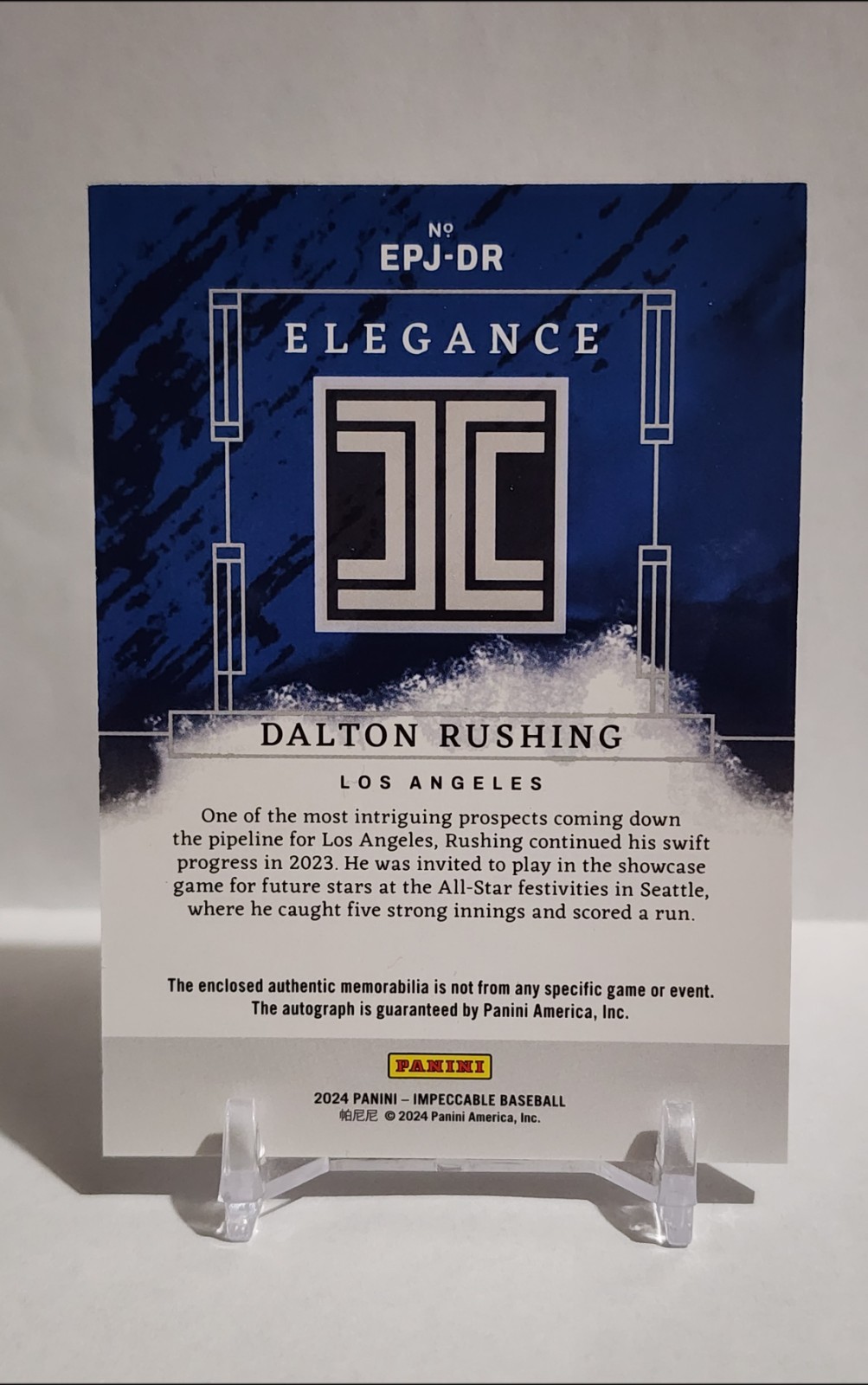 2024 Panini Impecc. Elégance Prospect Patch Auto Dalton Rushing EPJ-DR  72/99 view 8