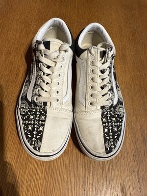 Vans Old Skool Bandana Patchwork Shoes Men s 6.5 Womens 8 Black White