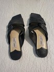 Authentic Jimmy Choo Flat Black Twist Top Leather Sandals Size 38 US 8 — photo 1