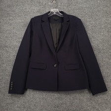Worthington Blazer Womens 10 Blue One Button Jacket Long Sleeve Notch Lined