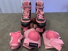 Firestar Roller Skates Girls Size 3 White and Pink Set Of Knee, Elbow Hand Pads
