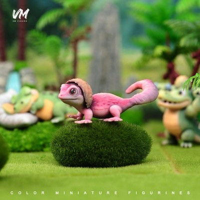 US 1/43 Anime Animal Pink Lizard Figure Scene 4cm Diorama Miniatures For Car Toy