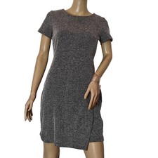 Banana Republic Gray Faux Wrap Knit Dress Size 2 Short Sleeve Herringbone