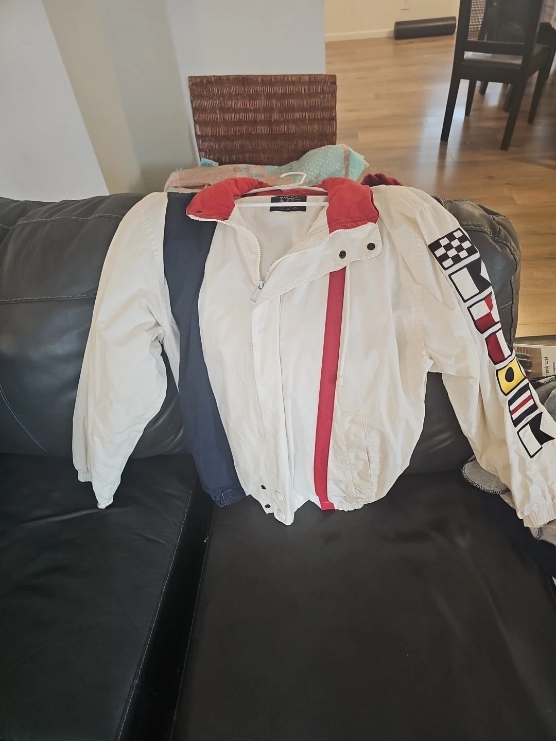 Vintage Nautica Windbreaker Jacket FullZip Red,white,blue Flags Size Large