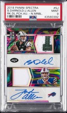 2018 PANINI SPECTRA ROOKIE DUAL PATCH AUTOS #SJ JOSH ALLEN/SAM DARNOLD #/4 PSA 9