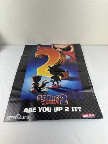 Sonic 2 Poster Sega Genesis 1992 Batman Returns Insert Printed In Japan Vintage