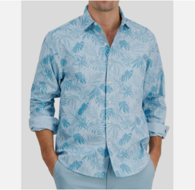 Tommy Bahama Mens Digital Palms Printed Shirt Mosaic Blue Size XXL