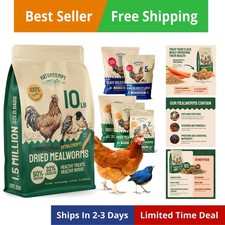 Bulk Dried Mealworms - 10 Lb Bag - Non-GMO Dried Mealworms for Chickens, Duck...