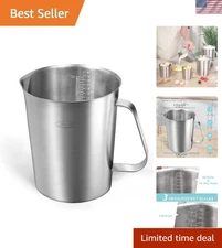 Heavy Duty 64 Oz Stainless Steel Measuring Cup with Versatile Scales for Kitchen