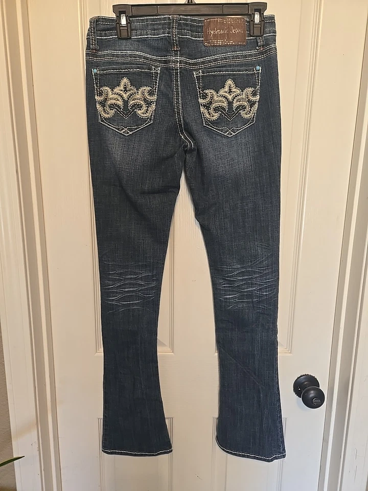 BOTA HIDRÁULICA BAILEY MICRO MUJER AZUL OSCURO LAVADO DESGASTADO TALLA 9/10 #X13965A Foto 4 de 4