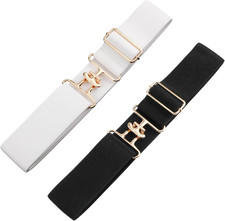 Women's 2pcs 1.5in Elastic Equestrian Belt, Surcingle Buckle Horse Bit Belt for