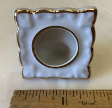 Mini DOLLHOUSE POCKET PICTURE FRAME Ceramic Gold Trim Free Standing VINTAGE RARE