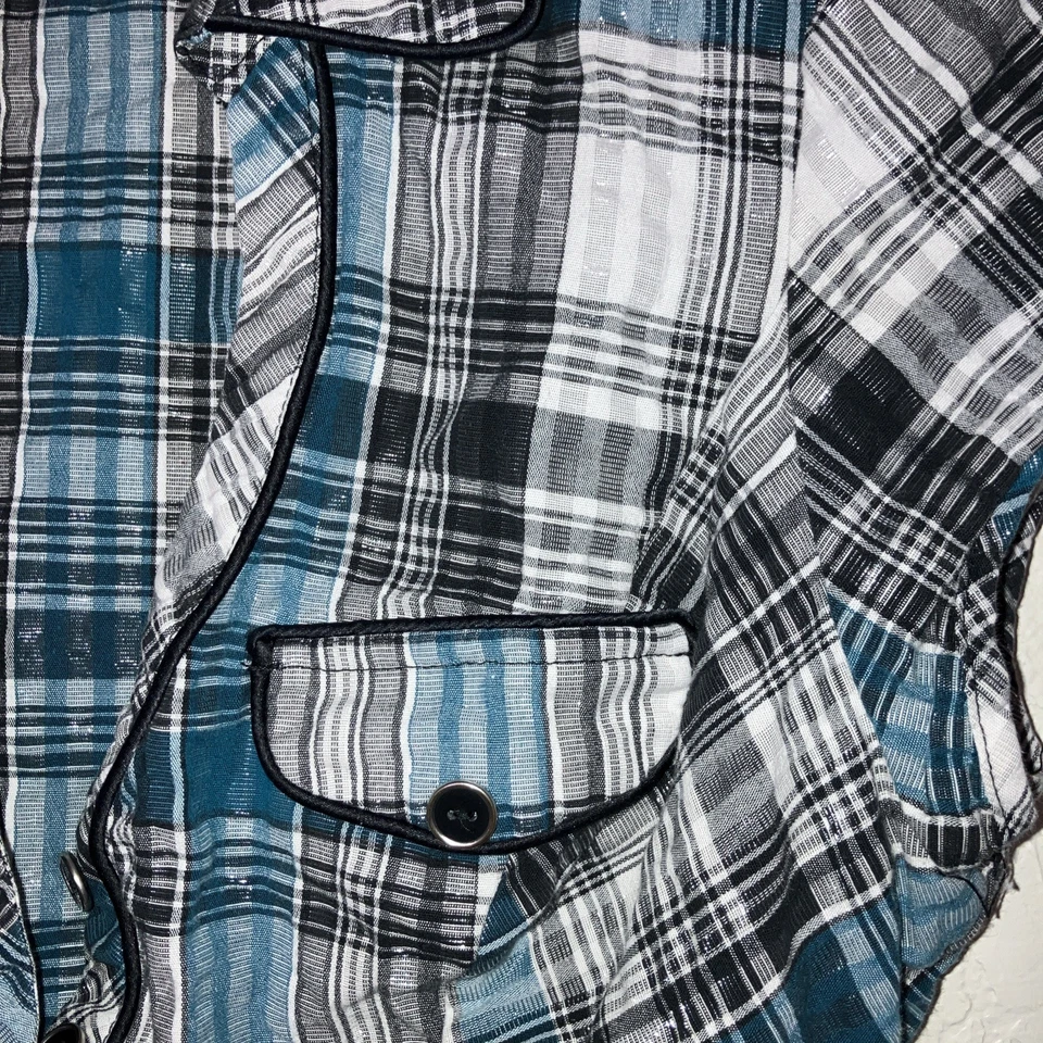 Y2K Heart Soul Babydoll Top SZ Large Ruffle Button accent V-neck No Belt - Image 3 of 4