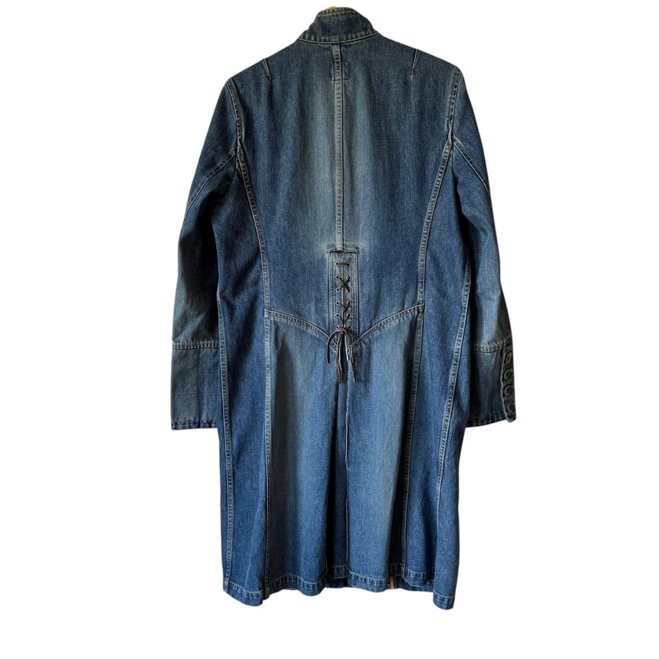 De Colección Y2K Gap Denim Plumero Abrigo Cirujano Puños Cuero Cordones Corsé Bolsillos Grandes Foto 3 de 4