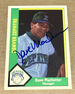 Dave Machemer SIGNED 1990 CMC Card #50 Denver Zephyrs Manager Auto Tigers Angels