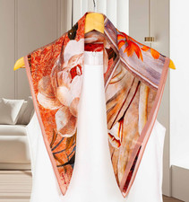 100 Silk Mulberry Scarf Neckerchief Shawl Bandana 65X65cm petal Print Wrap new