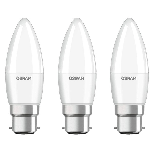 3X Osram Led Lampen Leuchtmittel Kerzen 5,7W =40W B22D Matt 470Lm Warmweiß 2700K-image