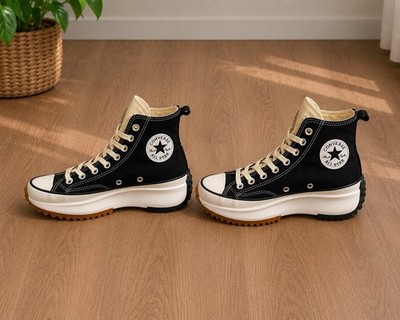 Converse Run Star Hike High Top Black Egret Gum Platform Women s Size 7