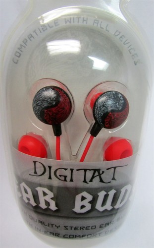 Lot de 2 oreillettes crânes filaires vivants Ying Yang digitat intra-auriculaire DCLW206 noir/rouge - Photo 4/5