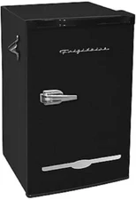 Black Retro Compact Fridge with Chiller, Built-In Bottle Opener