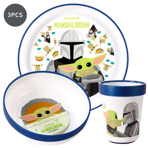 Juego de vajilla de cena bicolor para niños de Star Wars 3 piezas plato, tazón y vaso, sin BPA - Imagen 6 de 7