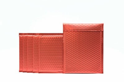 50 #2 Matte Metallic Red Poly Bubble Mailers 8.5x12 (Inner 8.5x11)