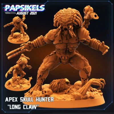 Apex Skull Hunter Long Claw Predator Alien AVP 32mm Papsikels 8K 3D print