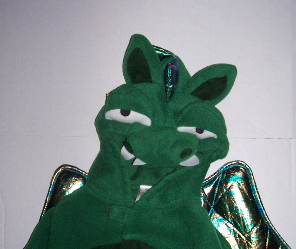 ANTIGUO DISFRAZ DRAGÓN VERDE MARINO 12 18 24 meses 2 piezas Cálido Vellón Halloween Foto 2 de 4