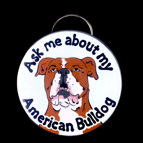 American Bulldog Bottle Opener Keychain Dog Accessories - Red & White - Picture 2 of 3