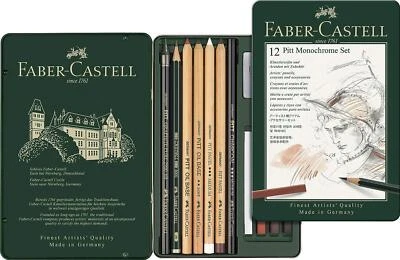 Faber-Castell Pitt Monochrom Bleistift Zeichnung Dose Set 12pc - Bild 1 von 4